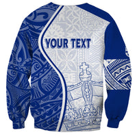 Back view sweatshirt, white and navy, YOUR TEXT print above anchor illustration