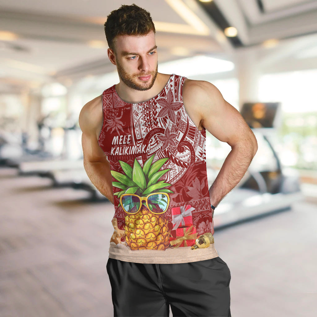 Mele Kalikimaka Hawaii Christmas Men Tank Top Pineapple Party - Wonder Print Shop