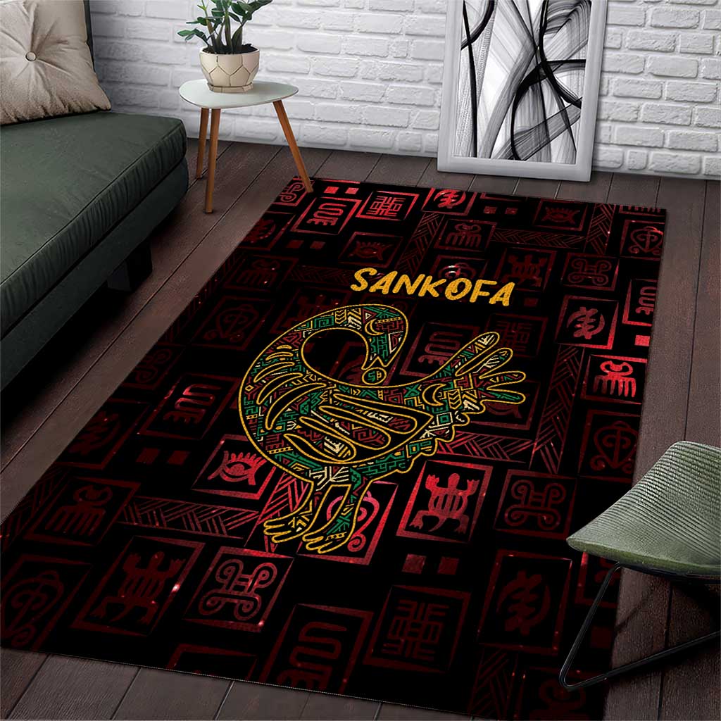 Africa Adinkra Symbol Area Rug Sankofa Bird - Cosmic Red