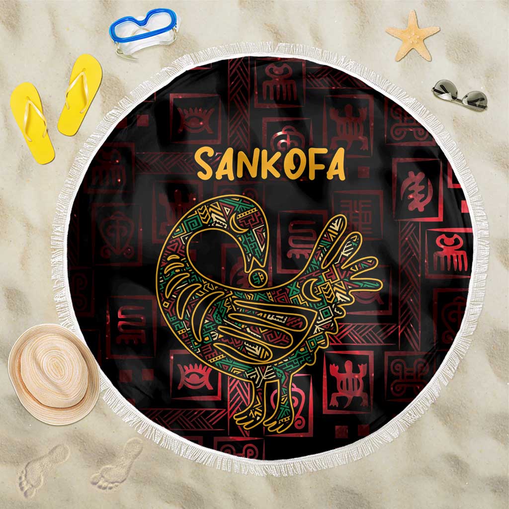 Africa Adinkra Symbol Beach Blanket Sankofa Bird - Cosmic Red LT7 - Wonder Print Shop