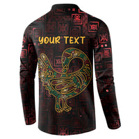 Men's sweatshirt polo collar, button placket; 'your TEXT' and bird outline graphic