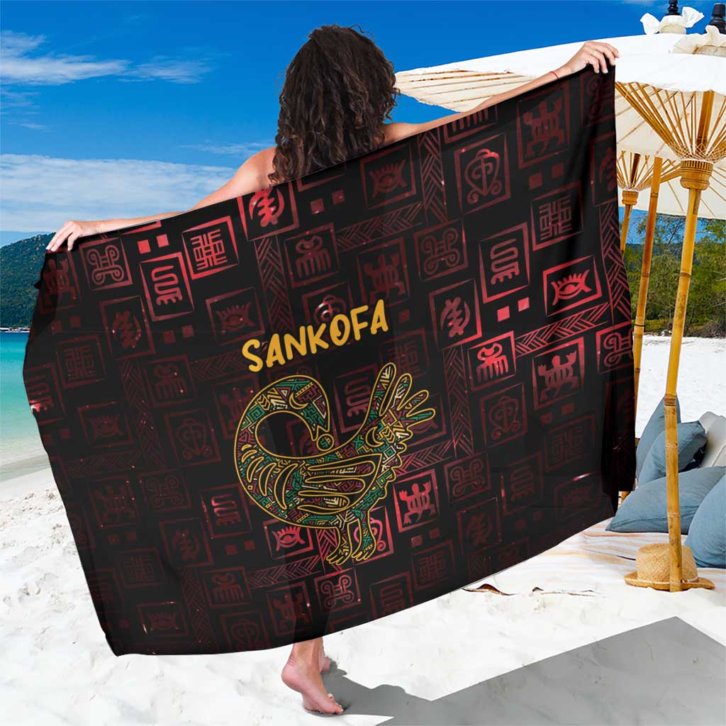 Africa Adinkra Symbol Sarong Sankofa Bird - Cosmic Red