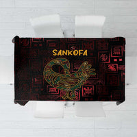 Sankofa Adinkra symbol tablecloth, black with red glyph pattern and gold bird