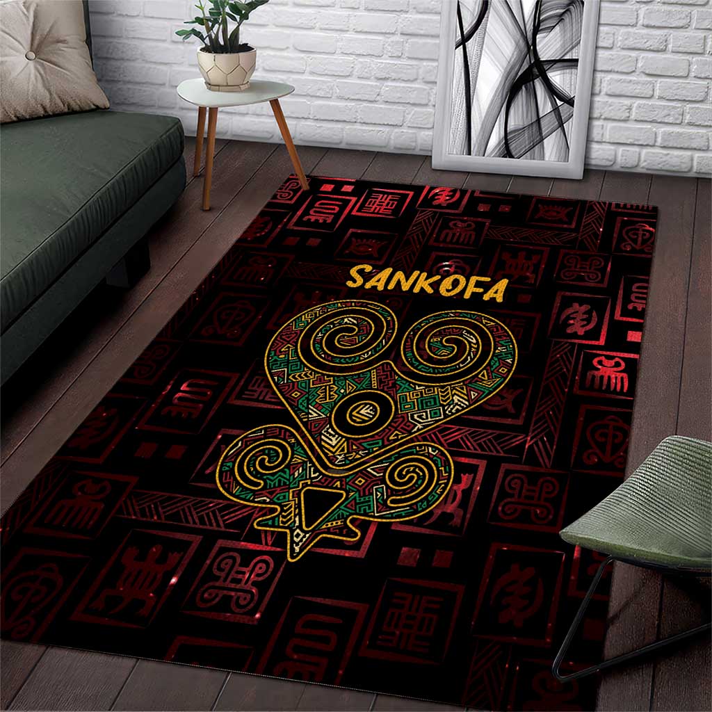 Africa Adinkra Symbol Area Rug Sankofa Heart - Cosmic Red