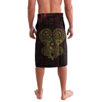 Men's lavalava skirt in black with red and green Sankofa heart design