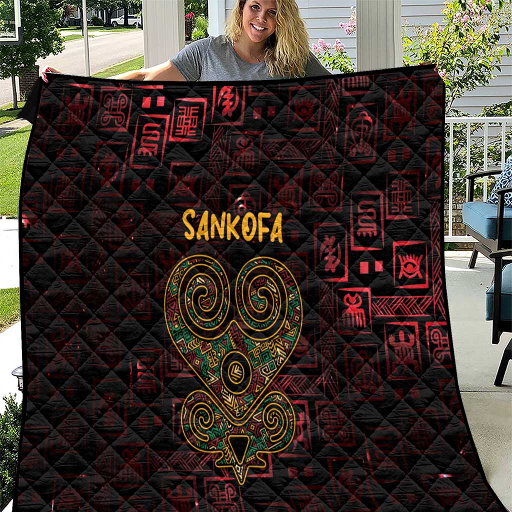 Africa Adinkra Symbol Quilt Sankofa Heart - Cosmic Red - Wonder Print Shop