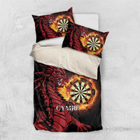Black personalised bedding set with red dragon dartboard design, duvet and two pillowcases