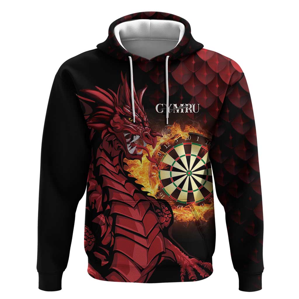 Wales Darts Personalised Hoodie Red Dragon Cymru Am Byth