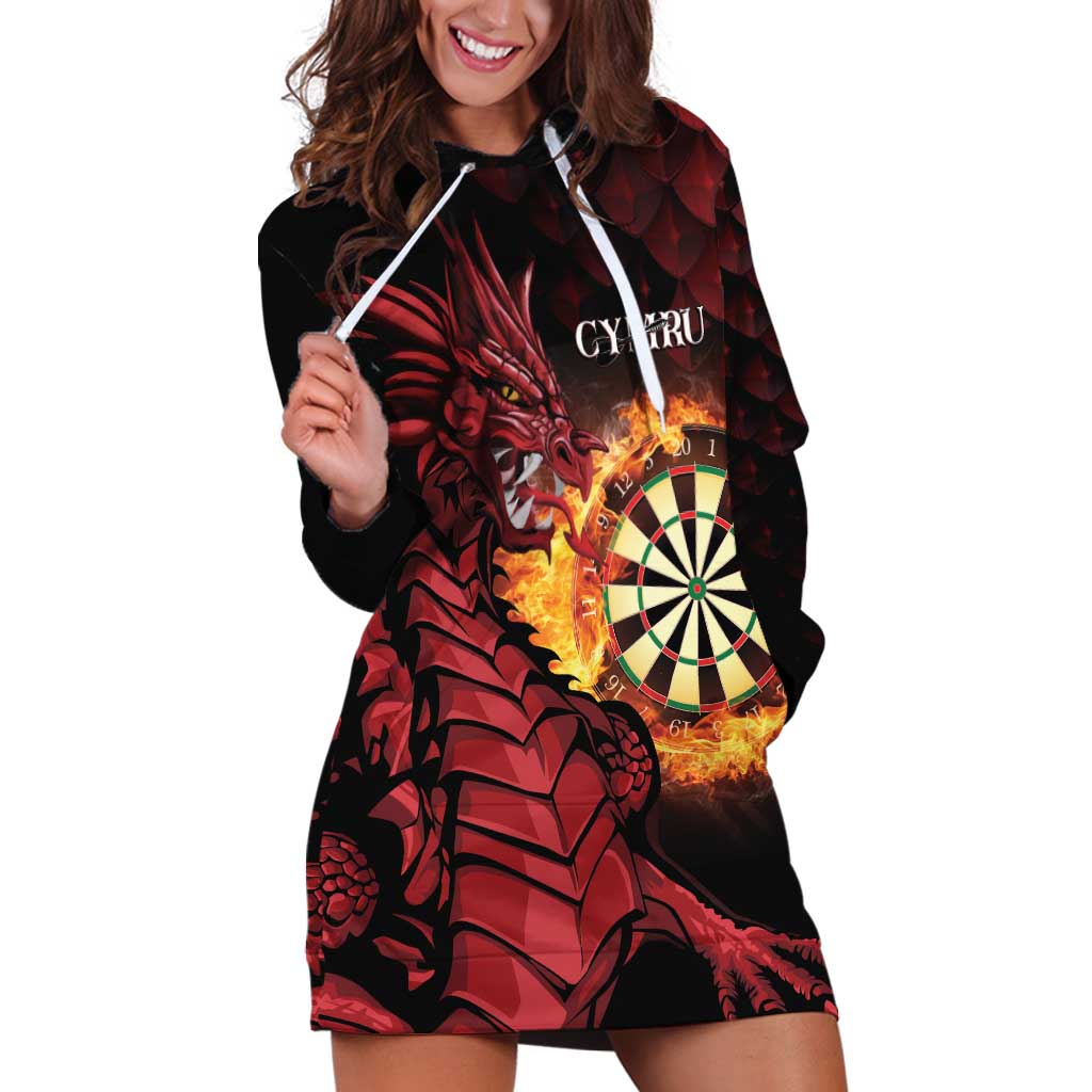 Wales Darts Personalised Hoodie Dress Red Dragon Cymru Am Byth