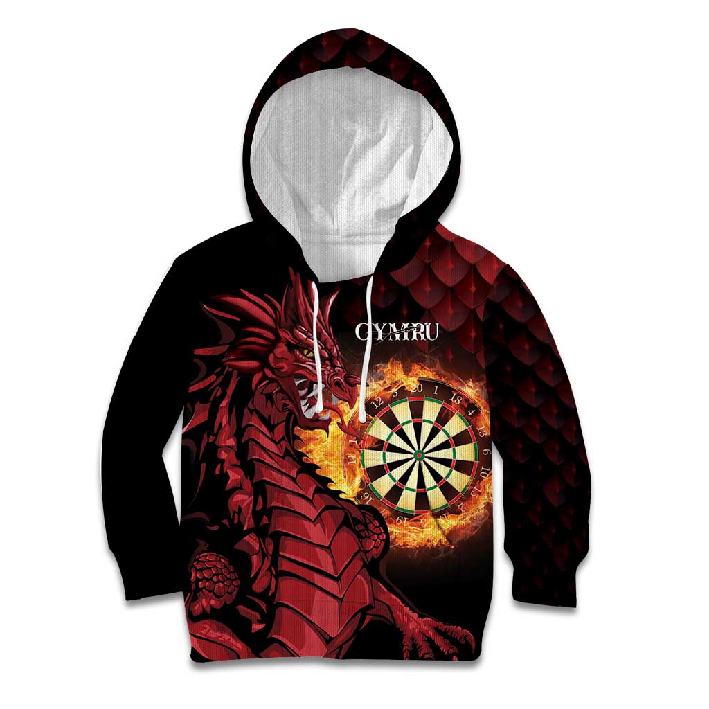 Wales Darts Personalised Kid Hoodie Red Dragon Cymru Am Byth