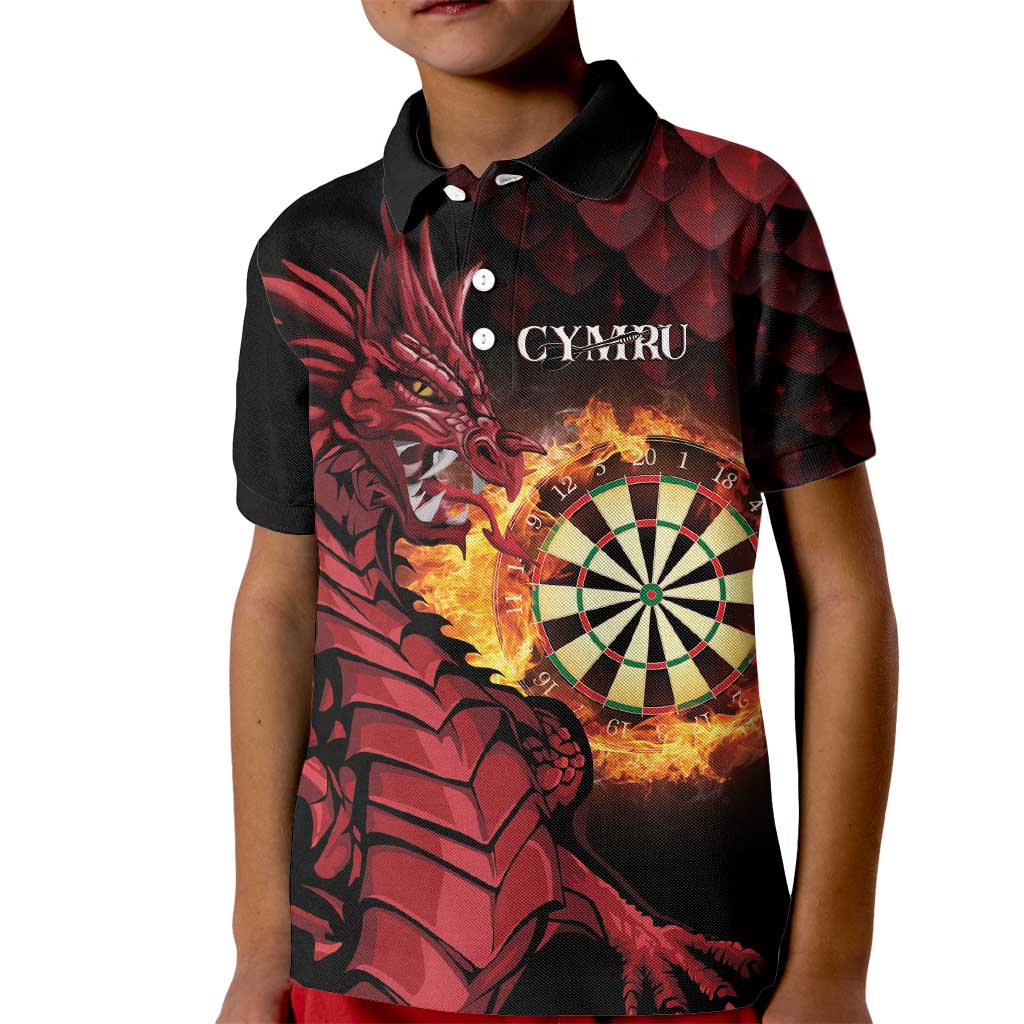 Wales Darts Personalised Kid Polo Shirt Red Dragon Cymru Am Byth