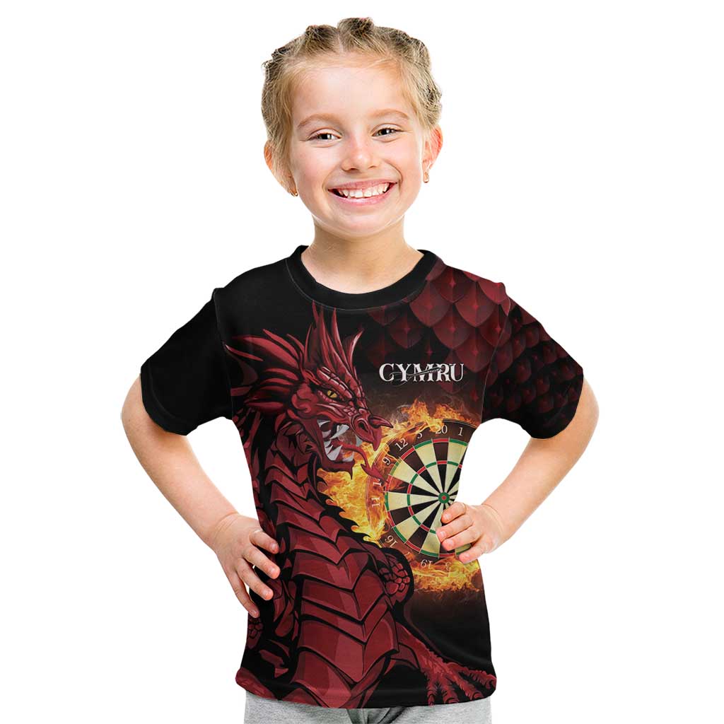 Wales Darts Personalised Kid T Shirt Red Dragon Cymru Am Byth