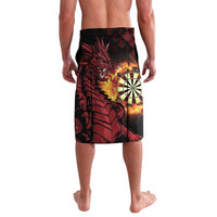 Men's black drawstring shorts with red dragon and dartboard graphic