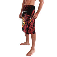 Men's red-and-black dragon graphic shorts with elastic waistband and dartboard detail