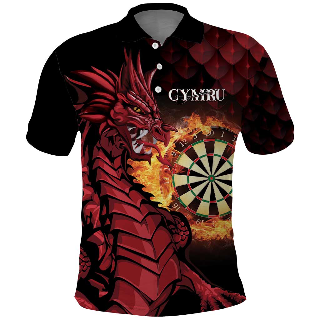 Wales Darts Personalised Polo Shirt Red Dragon Cymru Am Byth