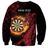 Black unisex sweatshirt back with red dragon dartboard and 'YOUR TEXT'