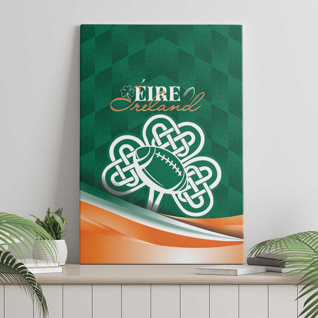 Framed Éire Ireland Celtic shamrock rugby canvas wall art in green