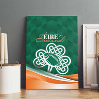 Canvas wall art with green shamrock rugby ball design and Éire Ireland text