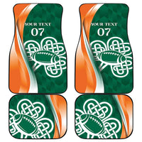 Set of 4 car mats with green and orange Irish ribbon, 'YOUR TEXT 07' shamrock