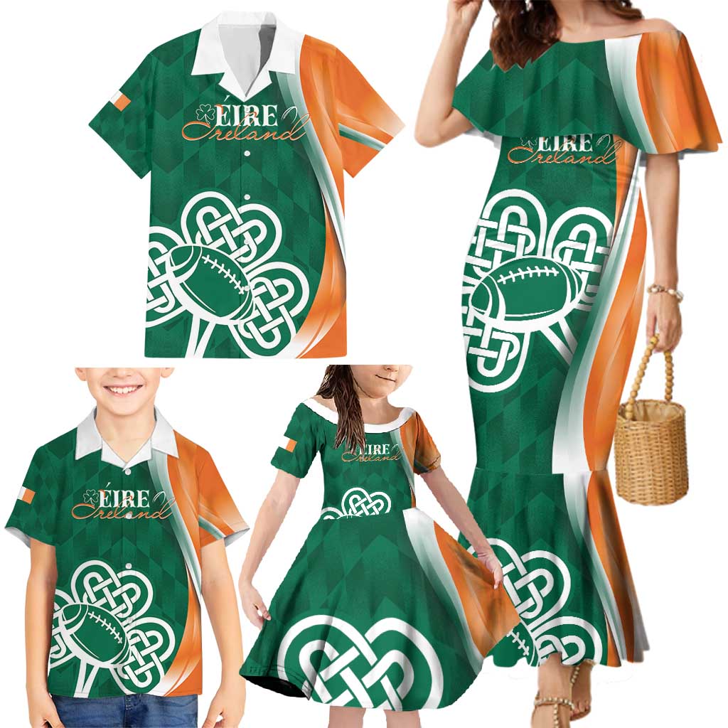 Éire Rugby Celtic Shamrock Family Matching Mermaid Dress and Hawaiian Shirt Ireland's Call