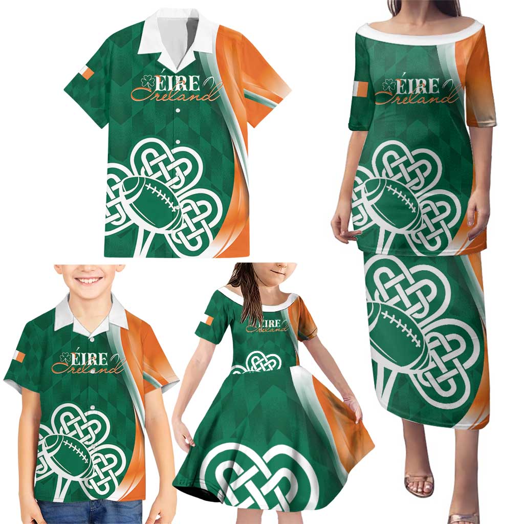 Éire Rugby Celtic Shamrock Family Matching Puletasi and Hawaiian Shirt Ireland's Call