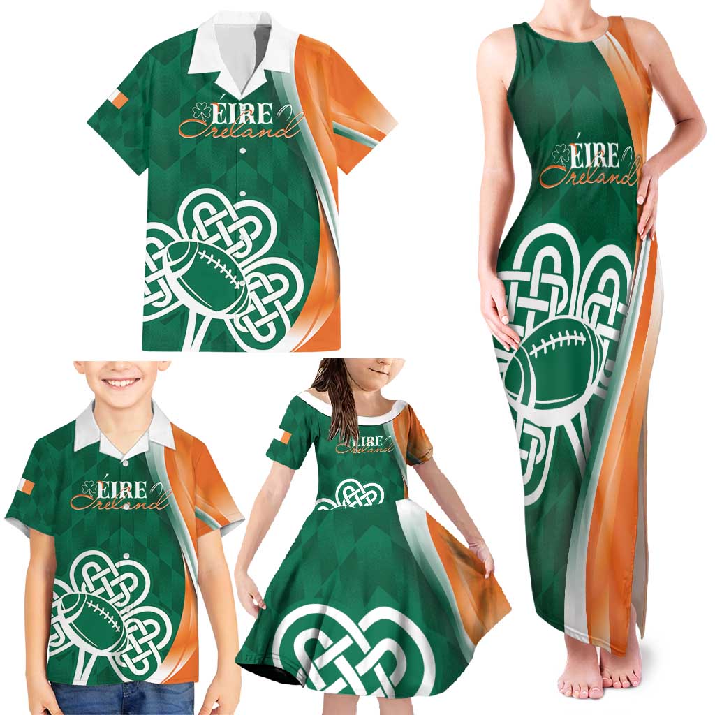 Éire Rugby Celtic Shamrock Family Matching Tank Maxi Dress and Hawaiian Shirt Ireland's Call