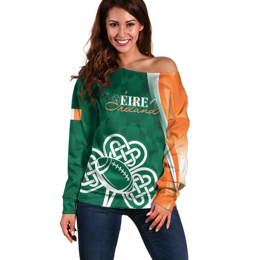 Éire Rugby Celtic Shamrock Off Shoulder Sweater Ireland's Call