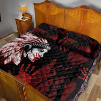 Native American MMIW Quilt Bed Set Red Handprint Grunge Style