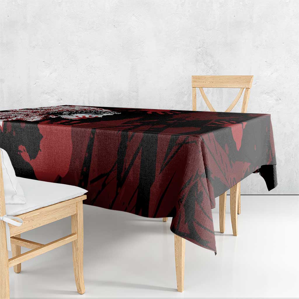 Native American MMIW Tablecloth Red Handprint Grunge Style