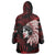 Native American MMIW Wearable Blanket Hoodie Red Handprint Grunge Style