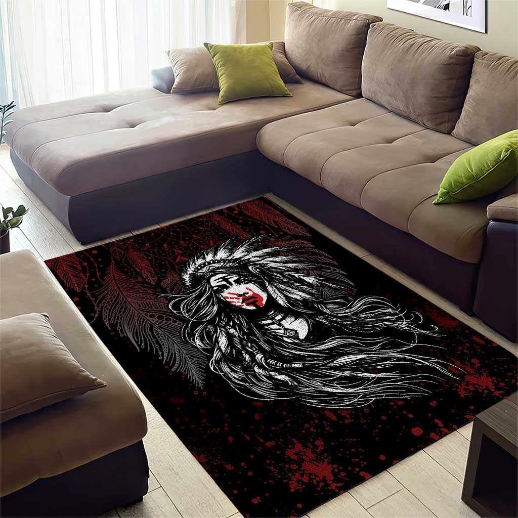 Native American MMIW Red Handprint Area Rug Dreamcatcher