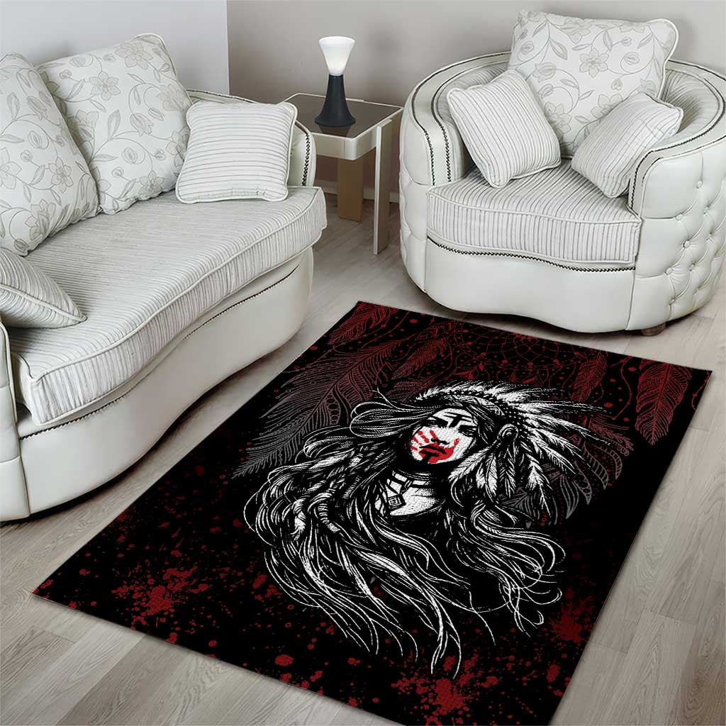 Native American MMIW Red Handprint Area Rug Dreamcatcher