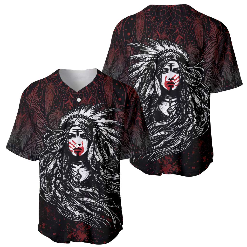Native American MMIW Red Handprint Baseball Jersey Dreamcatcher