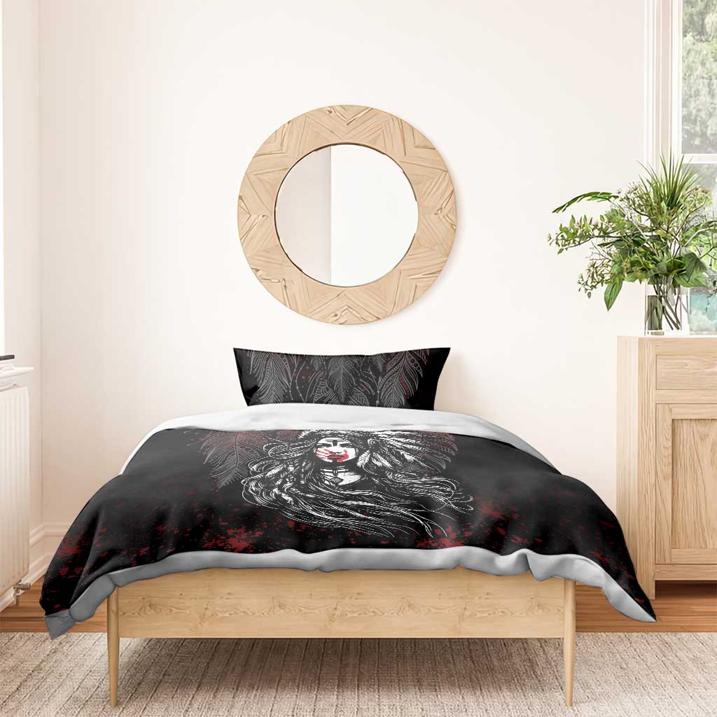 Native American MMIW Red Handprint Bedding Set Dreamcatcher