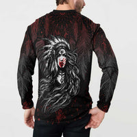 Native American MMIW Red Handprint Button Sweatshirt Dreamcatcher