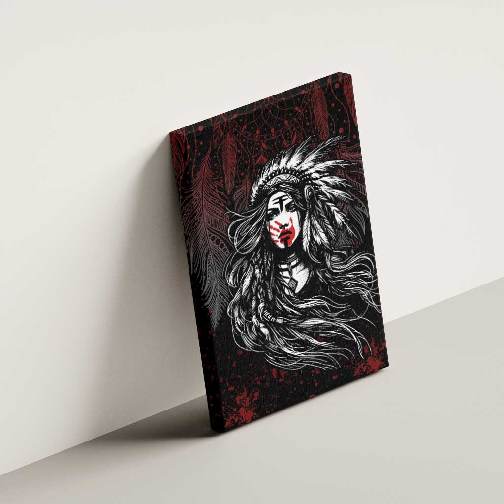 Native American MMIW Red Handprint Canvas Wall Art Dreamcatcher