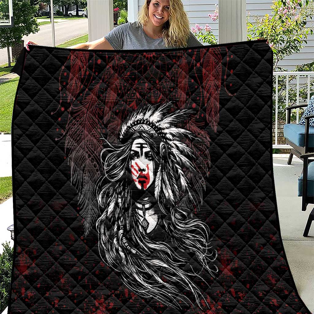 Native American MMIW Red Handprint Quilt Dreamcatcher