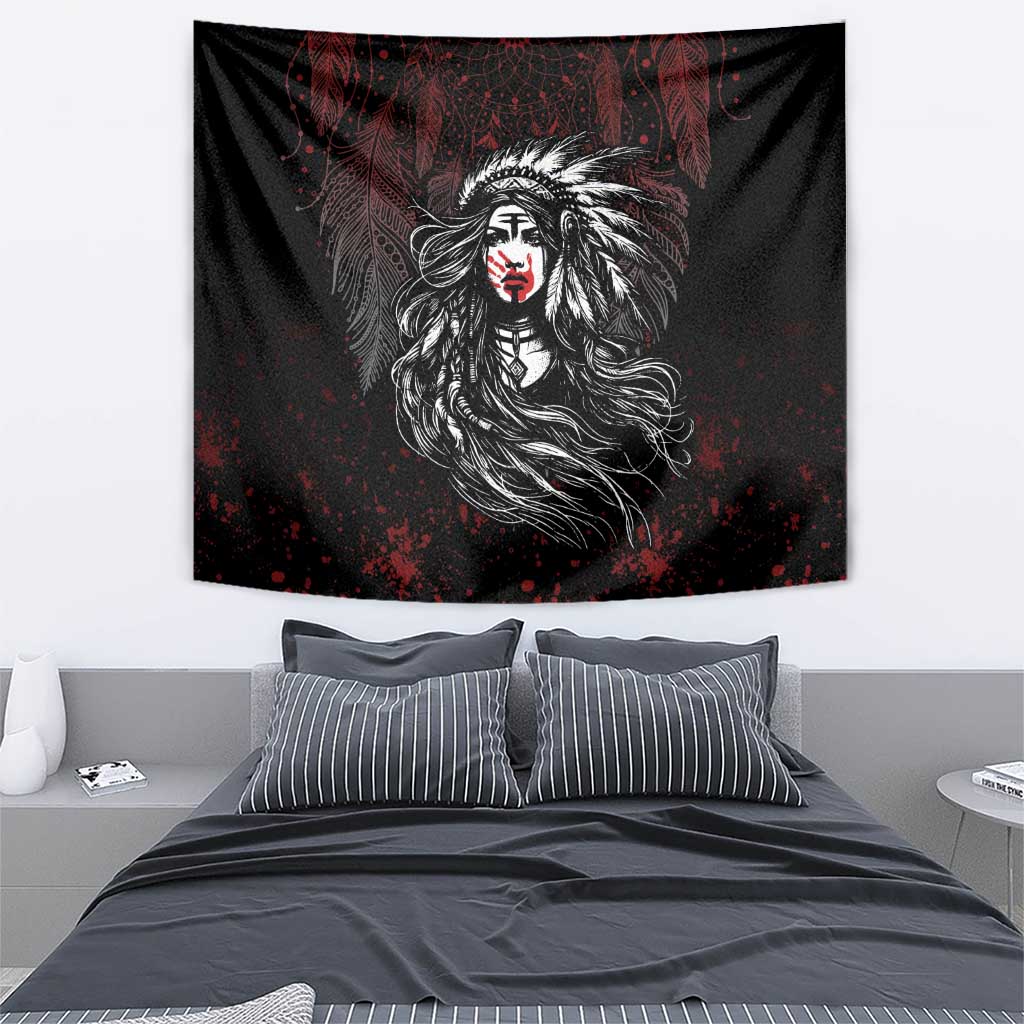 Native American MMIW Red Handprint Tapestry Dreamcatcher