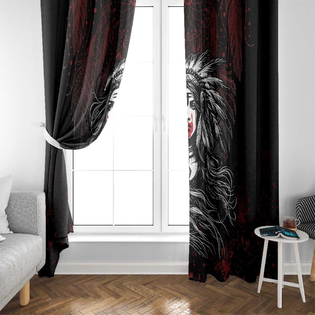Native American MMIW Red Handprint Window Curtain Dreamcatcher