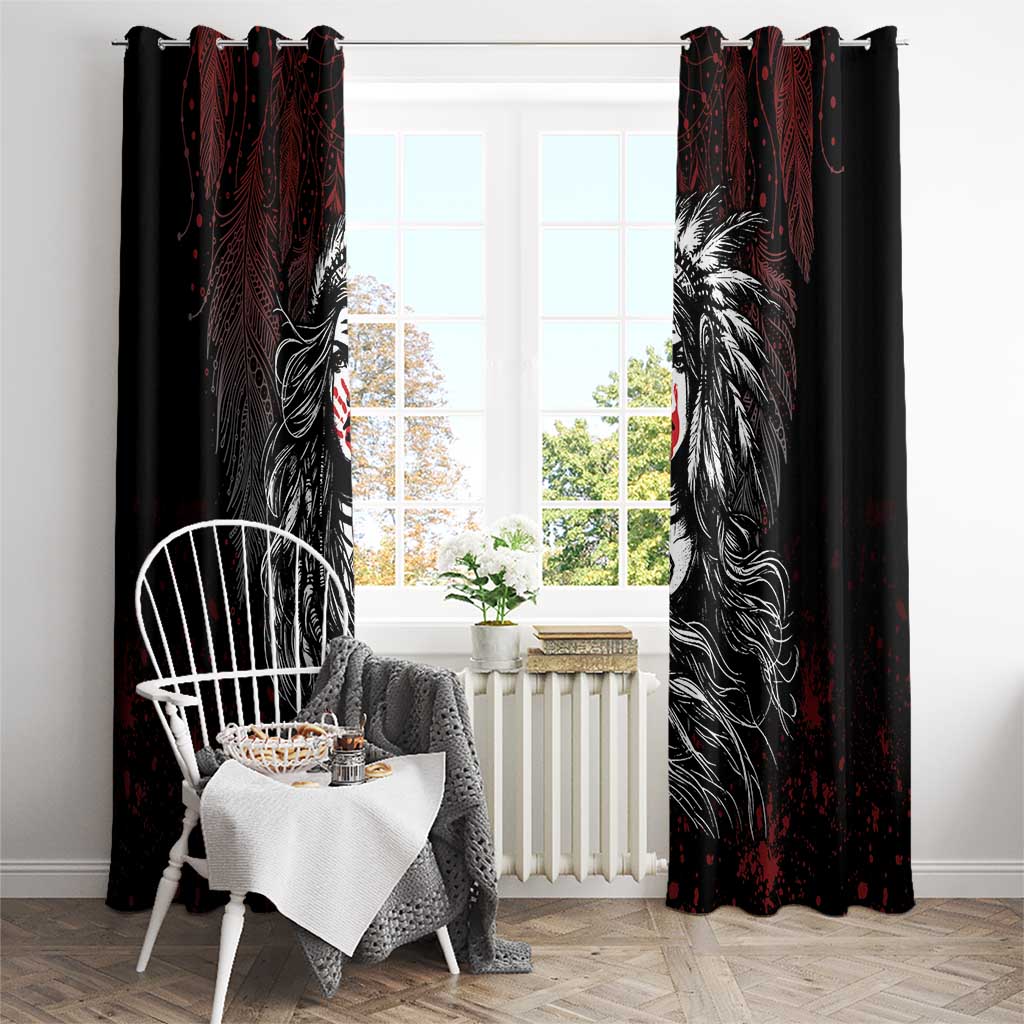 Native American MMIW Red Handprint Window Curtain Dreamcatcher