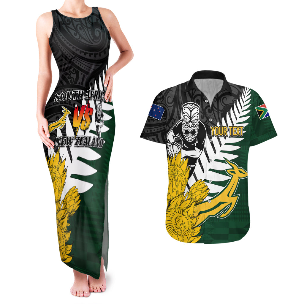 Personalised New Zealand Vs South Africa Rugby Couples Matching Tank Maxi Dress and Hawaiian Shirt Rivals - Tribal Style LT7 - Wonder Print Shop