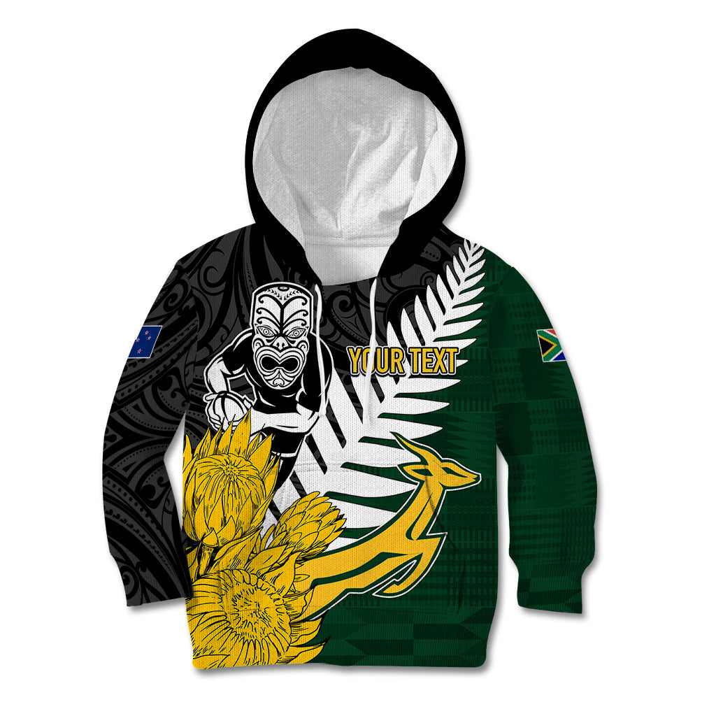 Personalised New Zealand Vs South Africa Rugby Kid Hoodie Rivals - Tribal Style - Wonder Print Shop