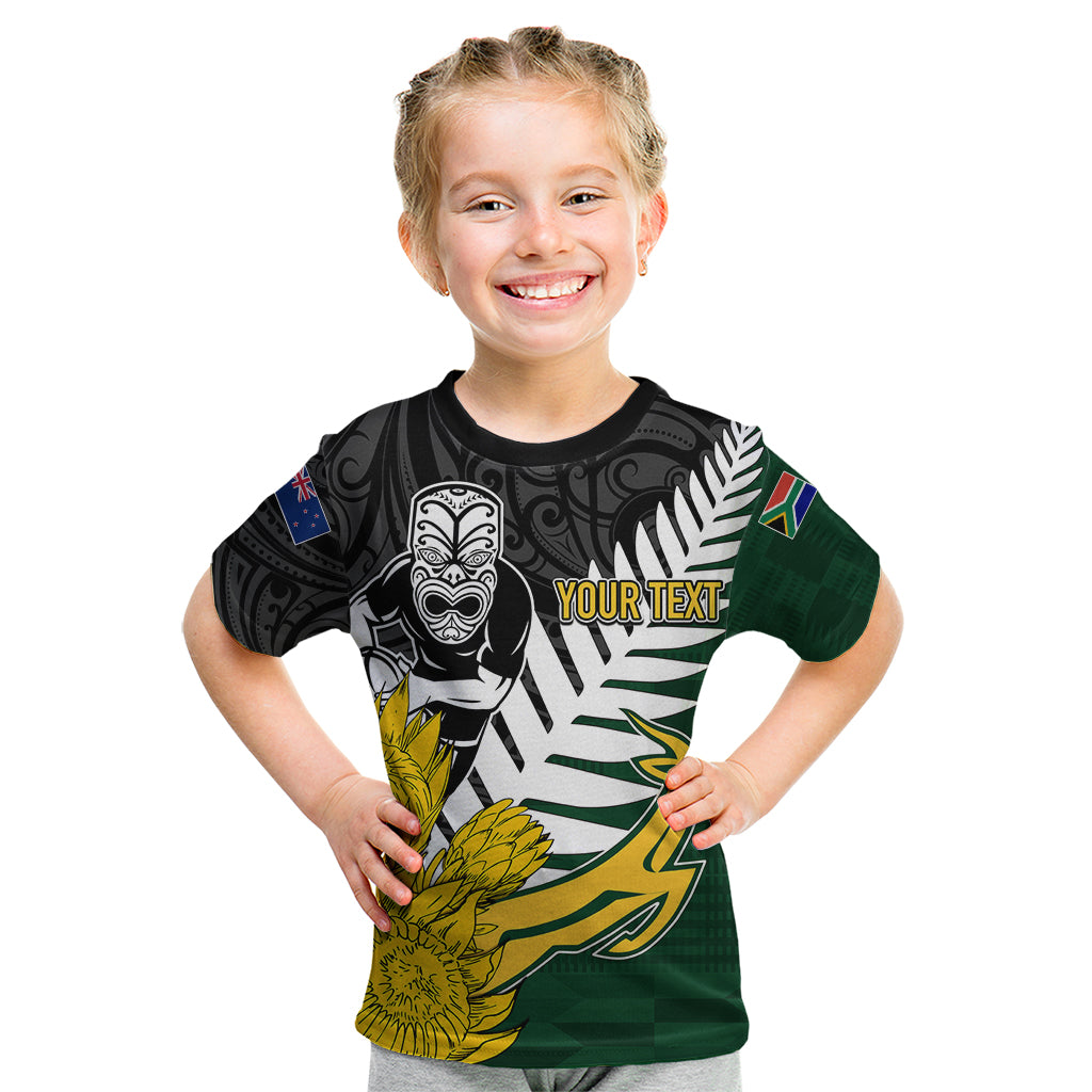 Personalised New Zealand Vs South Africa Rugby Kid T Shirt Rivals - Tribal Style - Wonder Print Shop