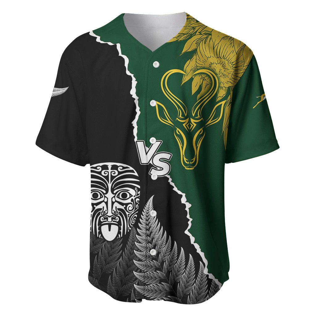 Personalized rugby baseball jersey in green and black with 'VS' emblem and gold art.
