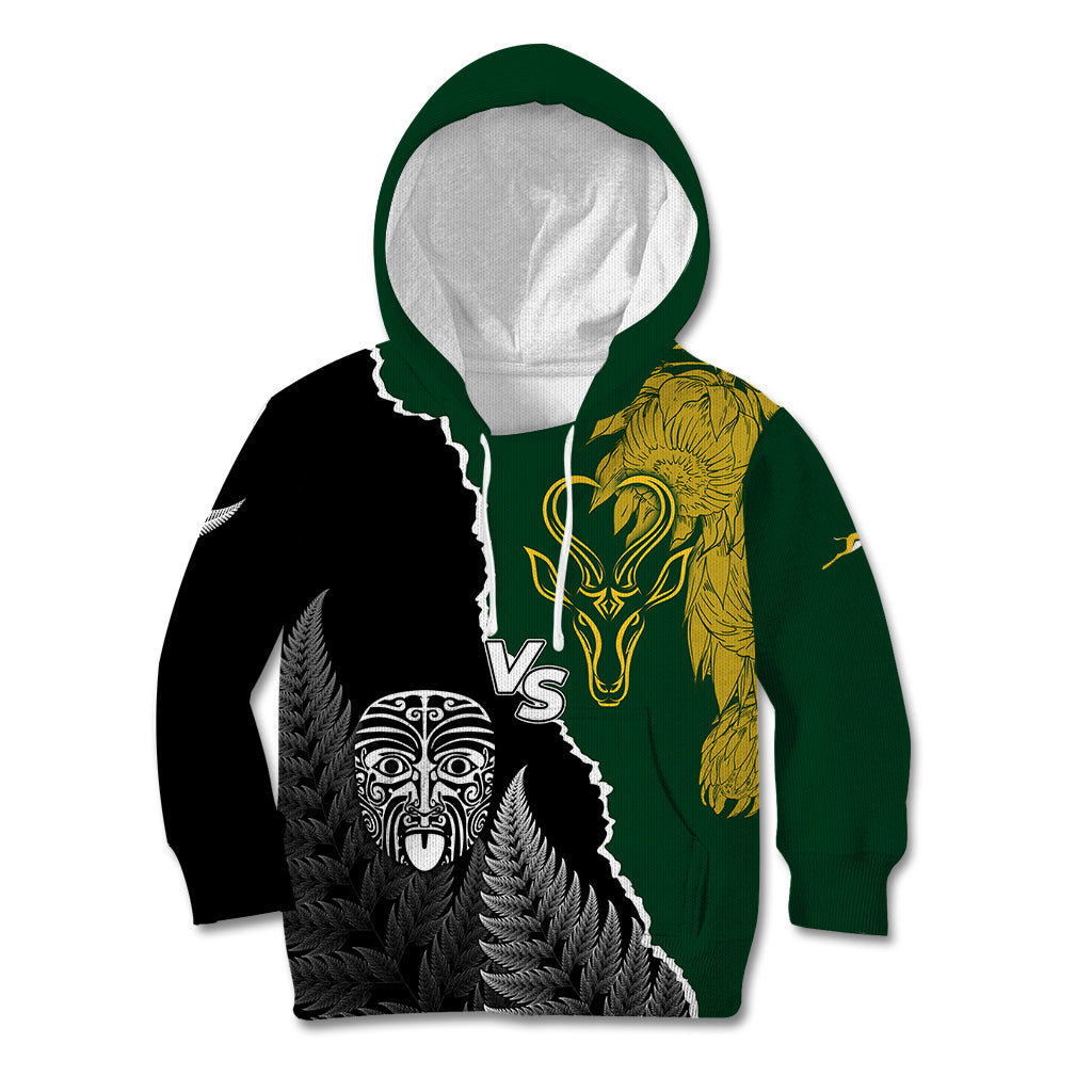 Personalised New Zealand Vs South Africa Rugby Kid Hoodie Rivals Dynamics - Wonder Print Shop