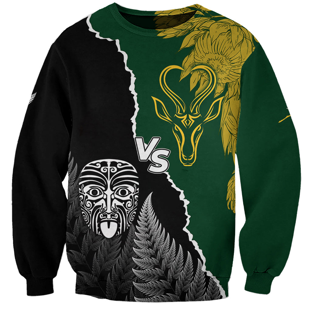 Personalized rugby sweatshirt in black and green with VS graphic and lion head