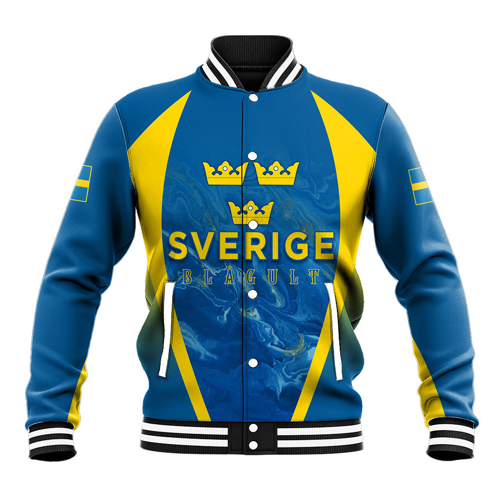 Personalised Sweden Football Baseball Jacket Women World Cup 2023 Blagult Glacial Inspired LT7 - Wonder Print Shop