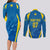 Personalised Sweden Football Couples Matching Long Sleeve Bodycon Dress and Long Sleeve Button Shirts Women World Cup 2023 Blagult Glacial Inspired LT7 - Wonder Print Shop