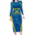 Personalised Sweden Football Long Sleeve Bodycon Dress Women World Cup 2023 Blagult Glacial Inspired - Wonder Print Shop