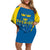 Personalised Sweden Football Off Shoulder Short Dress Women World Cup 2023 Blagult Glacial Inspired - Wonder Print Shop